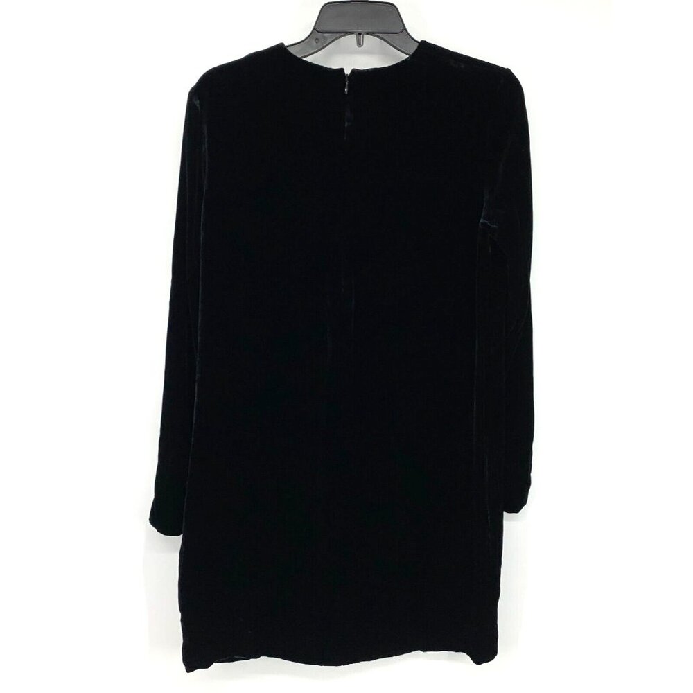COS Dress Velvet Black Ruched Long Sleeve Rayon Silk Blend Shift - Picture 9 of 13
